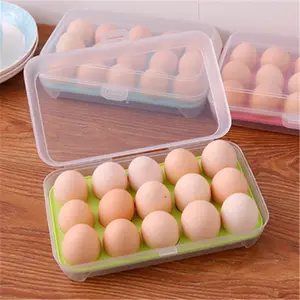 Boîte de plateau de stockage d'oeufs Portable populaire en plastique Anti-casse 15 grille porte-oeufs cuisine Anti-collision boîte à oeufs en plastique