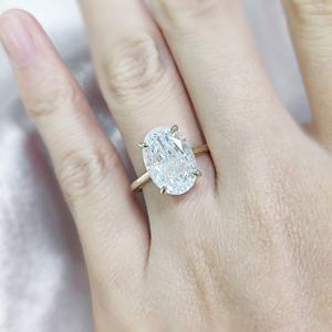 OL1481 Abiding Factory Wholesale Bague en <span class=keywords><strong>or</strong></span> 14K <span class=keywords><strong>18K</strong></span> pour femme, avec moissanite taille ovale glacée de 9x13mm et 5,5 carats, en <span class=keywords><strong>or</strong></span> 585 <span class=keywords><strong>750</strong></span> - Product Image 5
