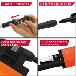 Lumières de kayak à longueur réglable avec kit de poteau de drapeau orange Top White LED Light Boat Navigation Lights for Kayak Fishing Paddling - Product Image 4
