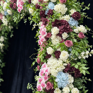 Modern Silk Handmade Multi-Tone Mixed Floral Arch Bridal Shower Photo Booth <b>Decor</b> - Product Image 4