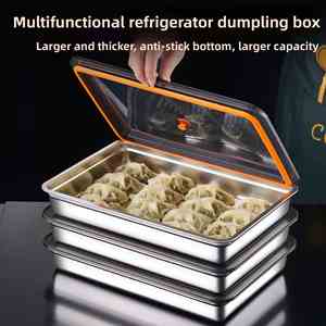 Boîte de conservation alimentaire multifonctionnelle moderne et durable en acier inoxydable 304 de 2800 ml, compatible lave-vaisselle, pour voyage et cuisine, idéale pour les raviolis - Product Image 5