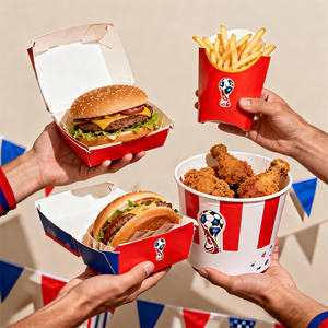 Boîte à nourriture en papier biodégradable, imprimée avec un motif personnalisé, taille personnalisée, <span class=keywords><strong>pour</strong></span> frites, sandwich, poulet frit, pizza, salade, soirée football - Product Image 3