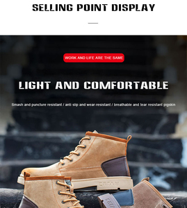 Bottes de travail antidérapantes durables pour hommes, <span class=keywords><strong>chaussures</strong></span> de sécurité à bout en acier, doublure en peluche respirante, confortables, pour l'été et l'hiver, unisexes - Product Image 4