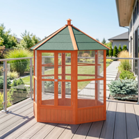 Volière d'extérieur en bois de luxe spacieuse avec porte verrouillable, perchoirs pour perroquets et petits oiseaux, idéale pour l'élevage en jardin, étanche et facile à utiliser
