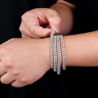 Vente en gros directe usine Bracelet unisexe de haute qualité en argent sterling 925 entièrement serti de moissanite, style Cuban Link, bijoux Hip Hop