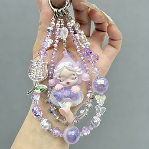 Chaîne de téléphone en <span class=keywords><strong>perles</strong></span> de rose sertie de diamants de luxe, pendentif de poupée, porte-clés, ornement - Product Image 4