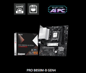 Carte mère PRO B850M-B GEN4 AM5 prend en charge les séries Ryzen 9000/8000/7000 DDR5 8200 MHz - Product Image 3