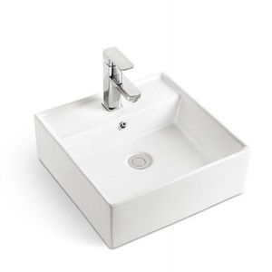 Ingrosso Hotel di lusso moderno ciotola singola quadrata lavabo in ceramica con piedistallo - Product Image 3