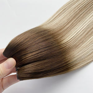 Haiyi-Extensions de cheveux humains véritables, reflets de trame <span class=keywords><strong>blond</strong></span> cendré et <span class=keywords><strong>blond</strong></span> <span class=keywords><strong>doré</strong></span>, extensions de cheveux humains à coudre - Product Image 3