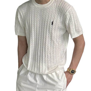 Camiseta de Verano de Una Pieza para Hombre, Tejida, Informal, a la Moda, de Lujo Ligero, de Manga Corta - Product Image 4