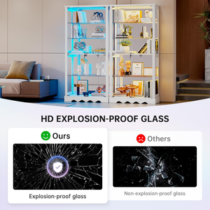 Vitrine d'exposition moderne en verre avec éclairage RGB intelligent, écologique, verrouillable, étagère à niveaux, pour livres, objets de collection, jouets, modèles, vente au détail, salon - Product Image 5
