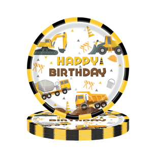Suministros para Fiesta de Cumpleaños con Temática de Camiones de Construcción Amarillos para 16 Niños, Platos, Vasos y Servilletas de Papel con Excavadora y Retroexcavadora - Product Image 2