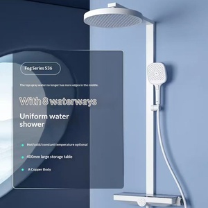 R&T S36 – Pommeau de douche multifonction avec barre coulissante et jet supérieur en céramique surdimensionné - Product Image 2