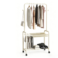 Organizador Metálico Multifuncional Moderno de Tres Niveles, Percheros para Colgar Ropa, para Dormitorio y Sala de Estar, Islas y Carritos