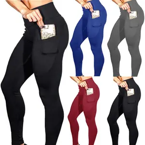 Pantalons de Yoga imprimés solides faits sur commande de gymnase de Leggings de forme physique d'ascenseur de bout à bout de taille élevée des femmes