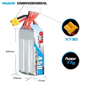 Batería LiPo GNB GAONENG 6S 450MAH 22.2V 80C XT30 para Mini Drones FPV, Juguetes RC, Helicópteros Pequeños - Product Image 3