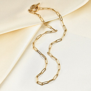 Collar de cadena geométrica de aleación de zinc chapado en oro estilo europeo americano con cierre OT para mujer, uso diario, regalo, 45cm 50cm - Product Image 1
