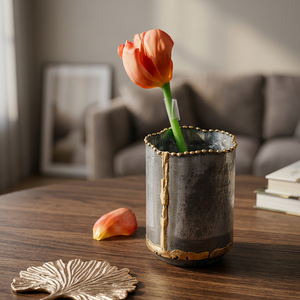 AK Brass Galvanized Metal Brass Iron Small <b>Mini</b> <b>Table</b> Top Room Flower Vases Decorative Indoor Collection - Product Image 2