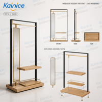 Présentoir Commercial de Luxe Kainice pour Vêtements, Porte-Manteau Suspendu avec Miroir et Étagère de Rangement pour Showroom de Créateurs