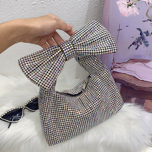 2026 New Fashion Luxury Designer Handbag Purses for Women Shiny Rhinestones <b>Bow</b> Evening Clutch <b>Large</b> Capacity Soft Hobo Tote - Product Image 1