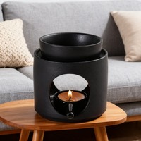 Diffuseur de cire parfumée à l'aromathérapie noir pour la décoration de la chambre à coucher, brûleur d'huile essentielle en céramique, fondant de cire avec porte-bougie chauffe-plat