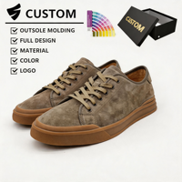 Chaussures décontractées rétro en daim faites à la main pour hommes - Style skate, confortables, tendance, toutes saisons, doublure en cuir de vachette