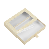 Tiroir d'emballage en papier extractible holographique avec logo personnalisé Boîte cadeau coulissante rectangulaire avec fenêtre transparente en PVC ouverte pour cils