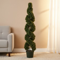 Arbre topiaire artificiel en buis en plastique en pot - Plante décorative de Noël d'extérieur, fausse verdure, plante artificielle en stock