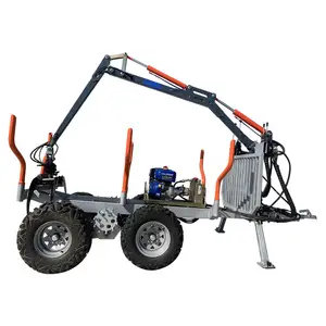 ATV tow behind trailer log loader with crane timber wood trailer with crane and grapple