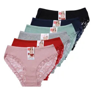 UOKIN A1520 New Women's Threaded Girls Solid Color Low Waist Breathable Cotton Briefs Panties