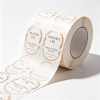 Étiquette de parfum cosmétique transparente autocollante résistante aux UV, imperméable, personnalisée TEDDY, avec estampage doré, écologique