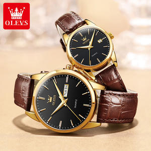Olevs – montre à Quartz pour hommes et femmes, horloge de sport, robe, montre-bracelet en Faux cuir pour hommes et femmes, cadeau de Couple 6898, 2 pièces, 2020 - Product Image 5