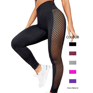 Logo personnalisé en gros <span class=keywords><strong>pas</strong></span> <span class=keywords><strong>cher</strong></span> élastique Push up Sexy maille <span class=keywords><strong>cuir</strong></span> femmes Leggings Yoga Leggings Fitness Gym Leggings femmes - Product Image 2
