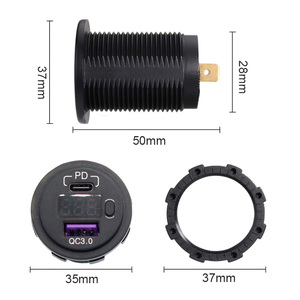 48W pd3.0 Type-C QC3.0 12V <span class=keywords><strong>USB</strong></span> sạc với LED vôn kế trên Off chuyển đổi nhanh chóng sạc xe hơi - Product Image 2