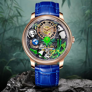 Montre de Luxe pour Homme Boîtier en Cristal Saphir Style Unique Mouvement Seiko Design Mécanique Squelette Bracelet en Cuir 22 mm Verre Panda - Product Image 5