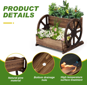 Jardinières rustiques <span class=keywords><strong>en</strong></span> <span class=keywords><strong>bois</strong></span> carrées à 2 niveaux, pour l'intérieur et l'extérieur, décoration vintage, <span class=keywords><strong>pot</strong></span> pour fleurs, patio, véranda - Product Image 4