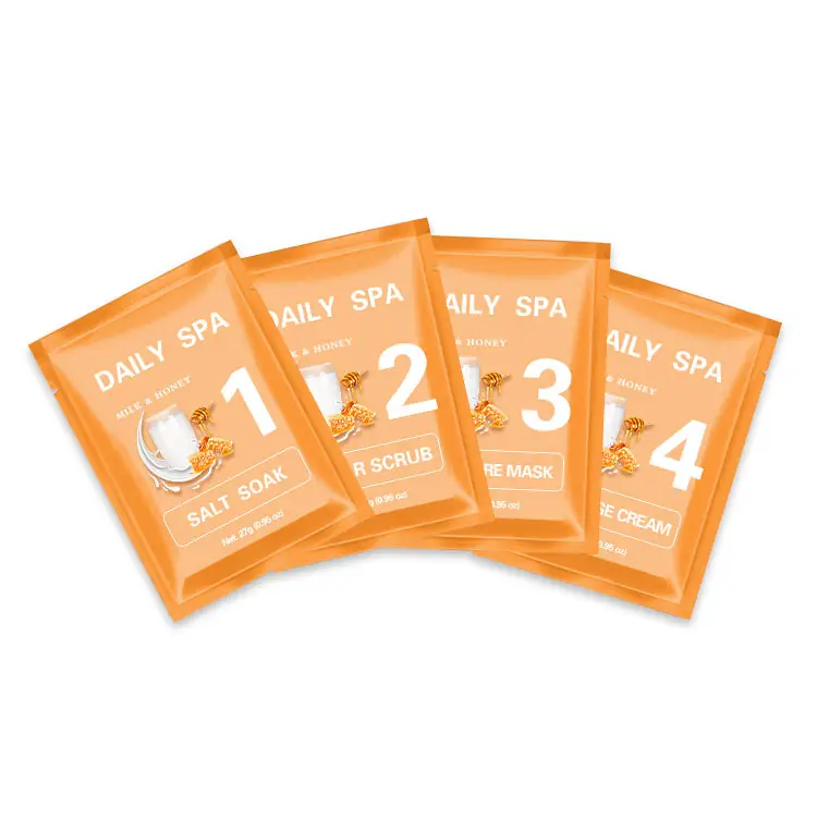 Honey Milk Pedicure Foot Bath Spa KitでA Box 4で1 Including Salt Soak Sugar Scrub Moisture Mask Massage Cream