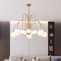 Haute qualité personnalisé moderne nordique or noir rouge éclairage lustre intérieur décoratif globe en verre