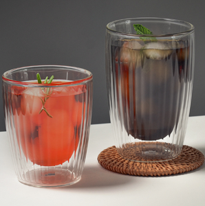 Taza de Café de Vidrio de Doble Pared al por Mayor de Fábrica, Vidrio de Borosilicato Alto con Sensación de Opacidad y Franja Exterior para Beber Café y Té - Product Image 4