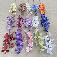 9 têtes d'orchidées Vanda artificielles, fleurs en soie artificielle pour mariage, décoration de la maison, accessoires de photographie