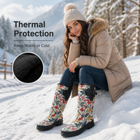 Bottes de pluie en caoutchouc naturel pour femmes, impression personnalisée, support OEM ODM, imperméables, mi-mollet, motif floral, fabricant en gros