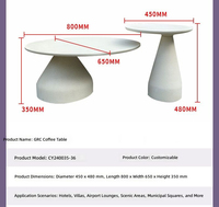 Table de jardin moderne en béton renforcé de fibres de verre, durable, imperméable, personnalisable, pour l'intérieur et l'extérieur, maison, villa