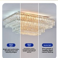 Lustre LED de luxe en cristal K9 avec base en acier inoxydable, lampe de plafond ronde pour chambre à coucher, maison
