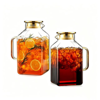 Carafe à eau en verre transparent résistant à la chaleur de forme carrée minimaliste moderne de 1 gallon avec couvercle