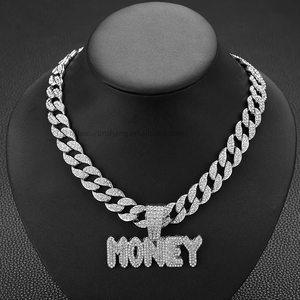 European American TrendyyWholesale Necklace <b>Cross</b>-Border Hot-Selling Men's Cuban Pendant Letter Money - Product Image 2