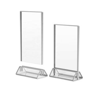 Porte-enseigne en acrylique 5x7 personnalisé avec bordure argentée Supports de panneau de table Porte-menu Support de prospectus en acrylique - Product Image 2