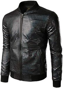 Chaqueta Bomber Varsity ligera con cremallera para hombre Nueva moda 70s Estilo de fiesta <span class=keywords><strong>disco</strong></span> para Halloween - Product Image 3