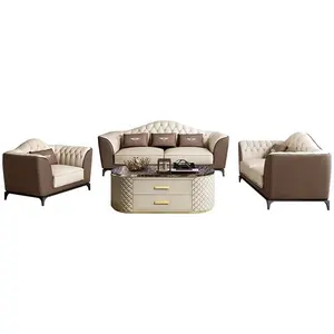 Nhà Máy Tùy Chỉnh Sang Trọng Của Ý Phòng Khách 1 + 2 + 3 Chỗ Ngồi Sofa Chính Hãng Sofa Da Bộ