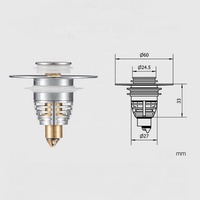 Tapón de drenaje de lavabo antiobstrucción de latón cromado de acero inoxidable personalizado para Baño