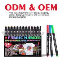 Marqueur textile permanent coloré pour graffiti, 24 couleurs, stylo textile DIY non décolorant et non lavable pour peinture à la main